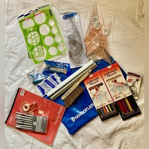 Staedtler Landscape Design Drawing/Tracing College Student Supplies w/Blue Pouch